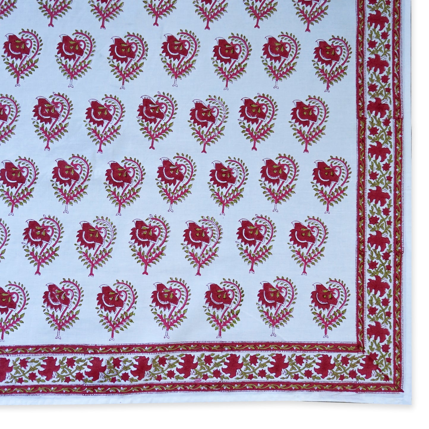 Hand block printed tablecloth Rect at Pigott's Store