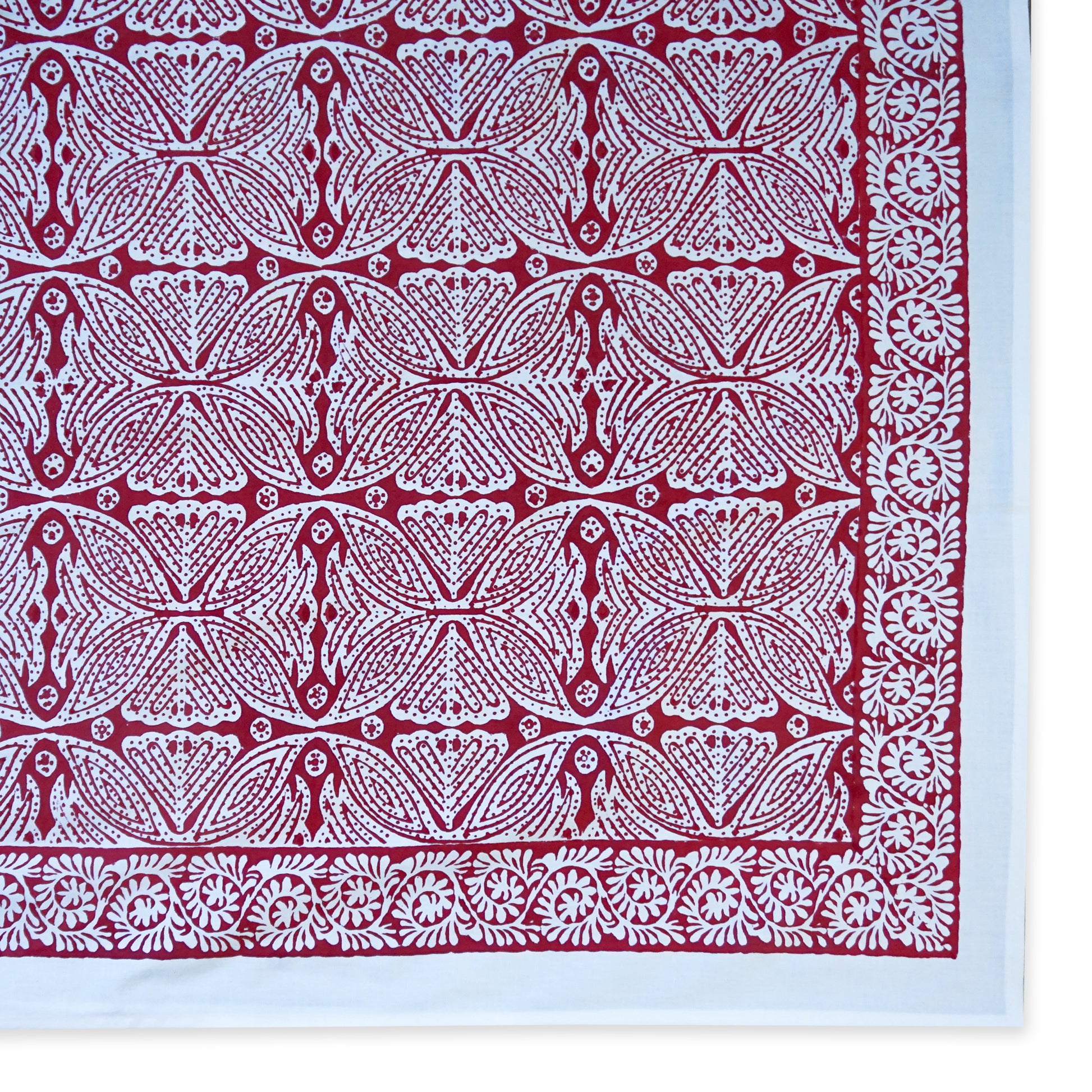 Hand block printed tablecloth Rect at Pigott's Store
