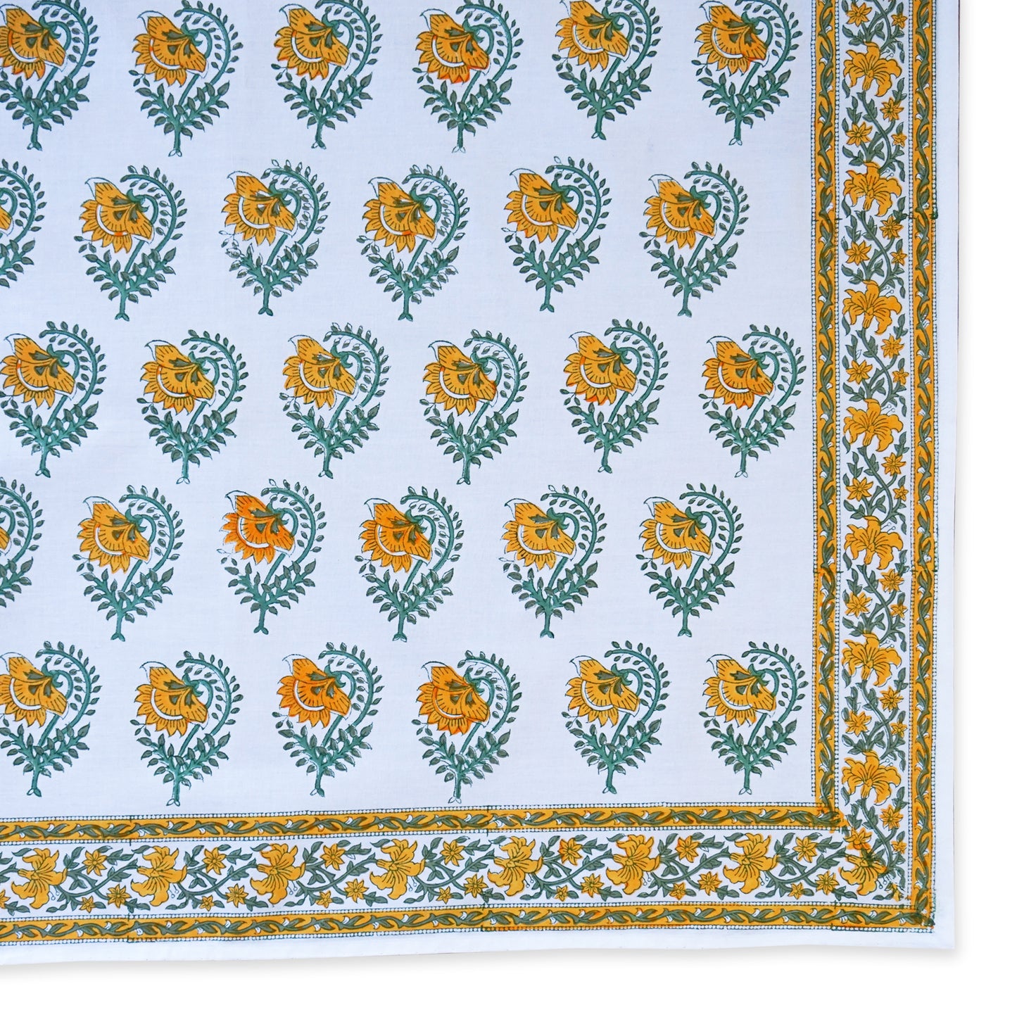 Hand block printed tablecloth Rect at Pigott's Store