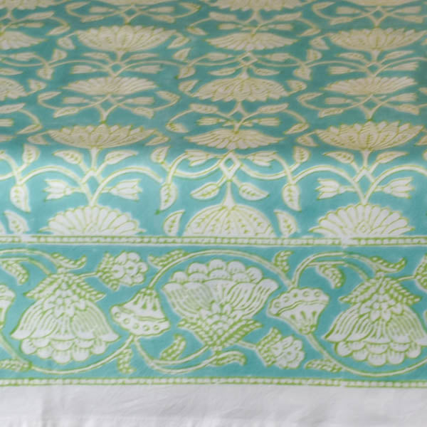 Fine Indian Hand Block Printed Cotton Table Cloth at Pigott's Store
