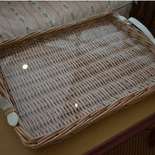 Load image into Gallery viewer, Wicker Tray With Coloured Handle at Pigott&#39;s Store